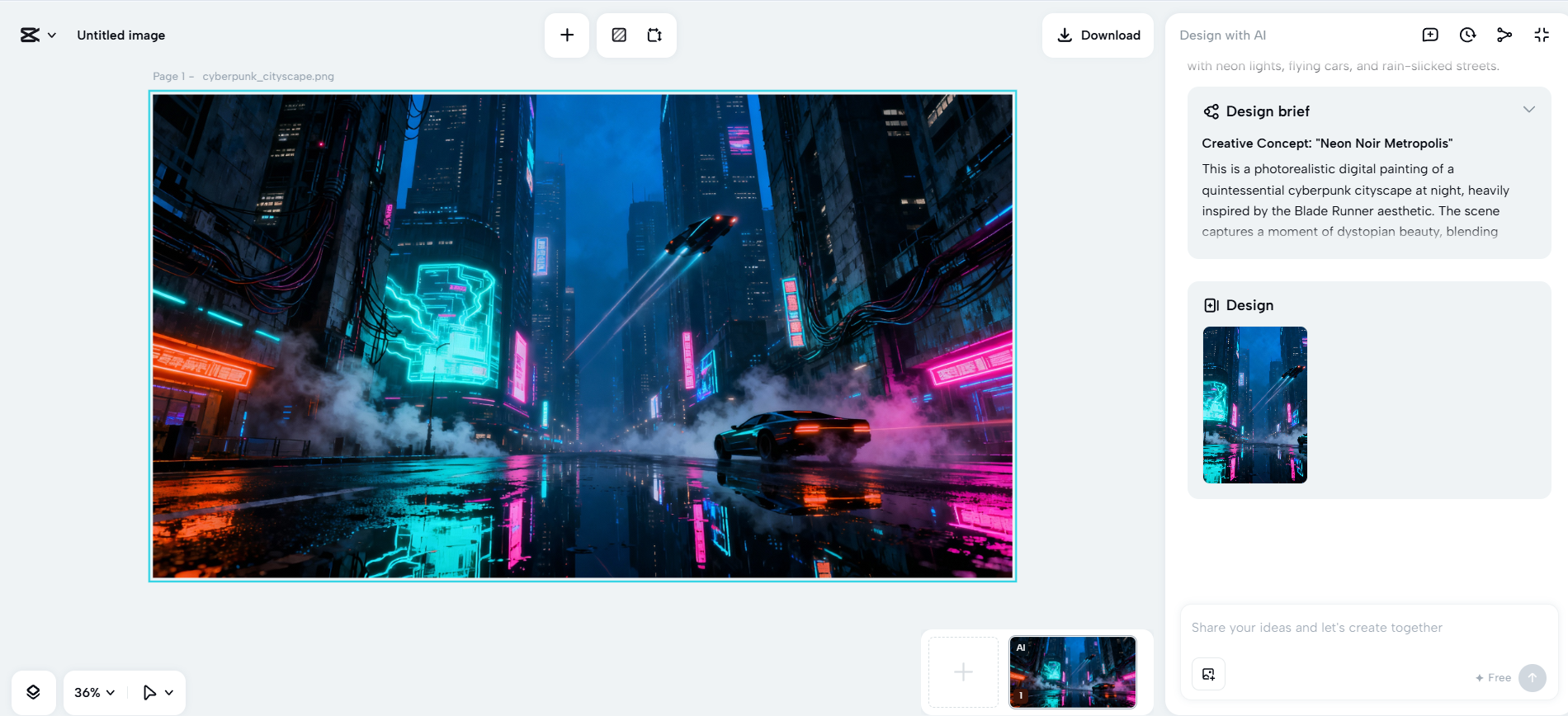 CapCut Web's AI design generator
