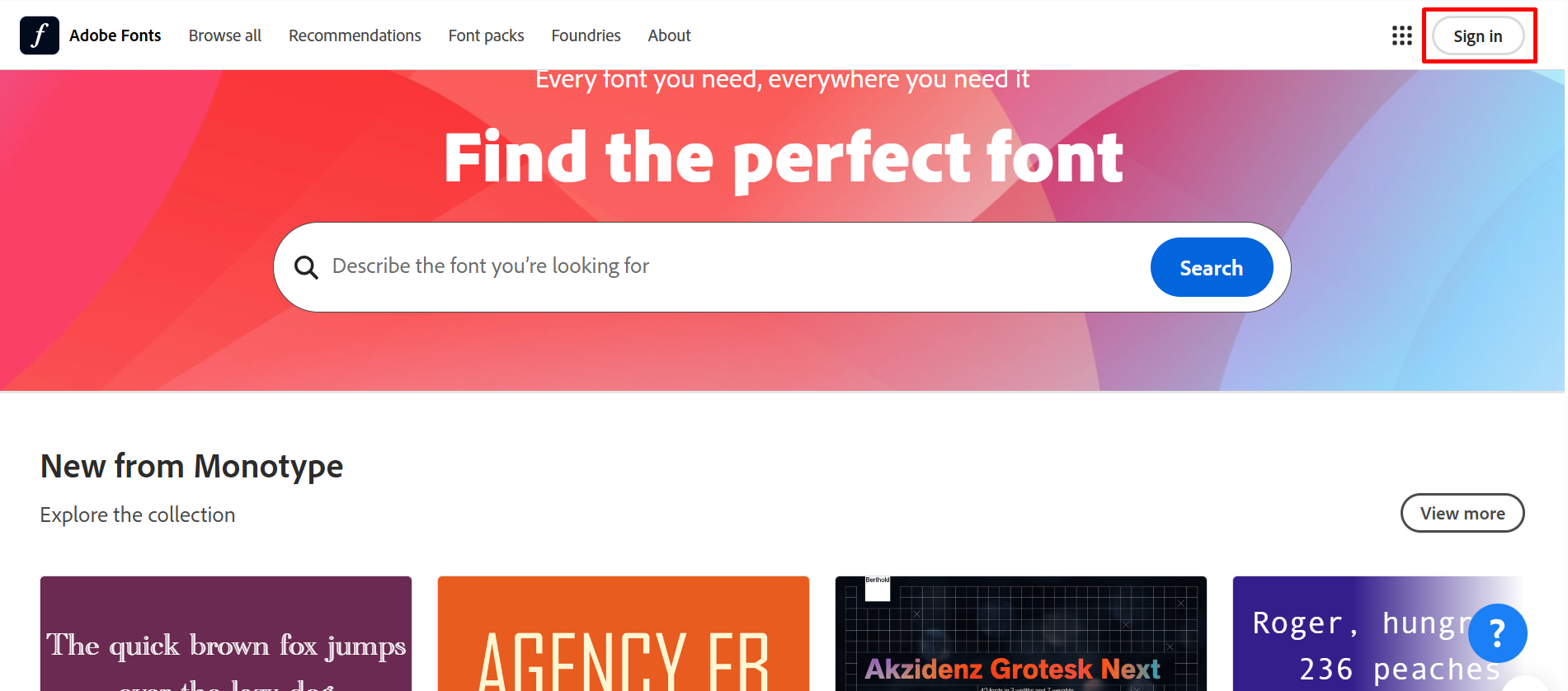 Accessing and signing in to Adobe Fonts