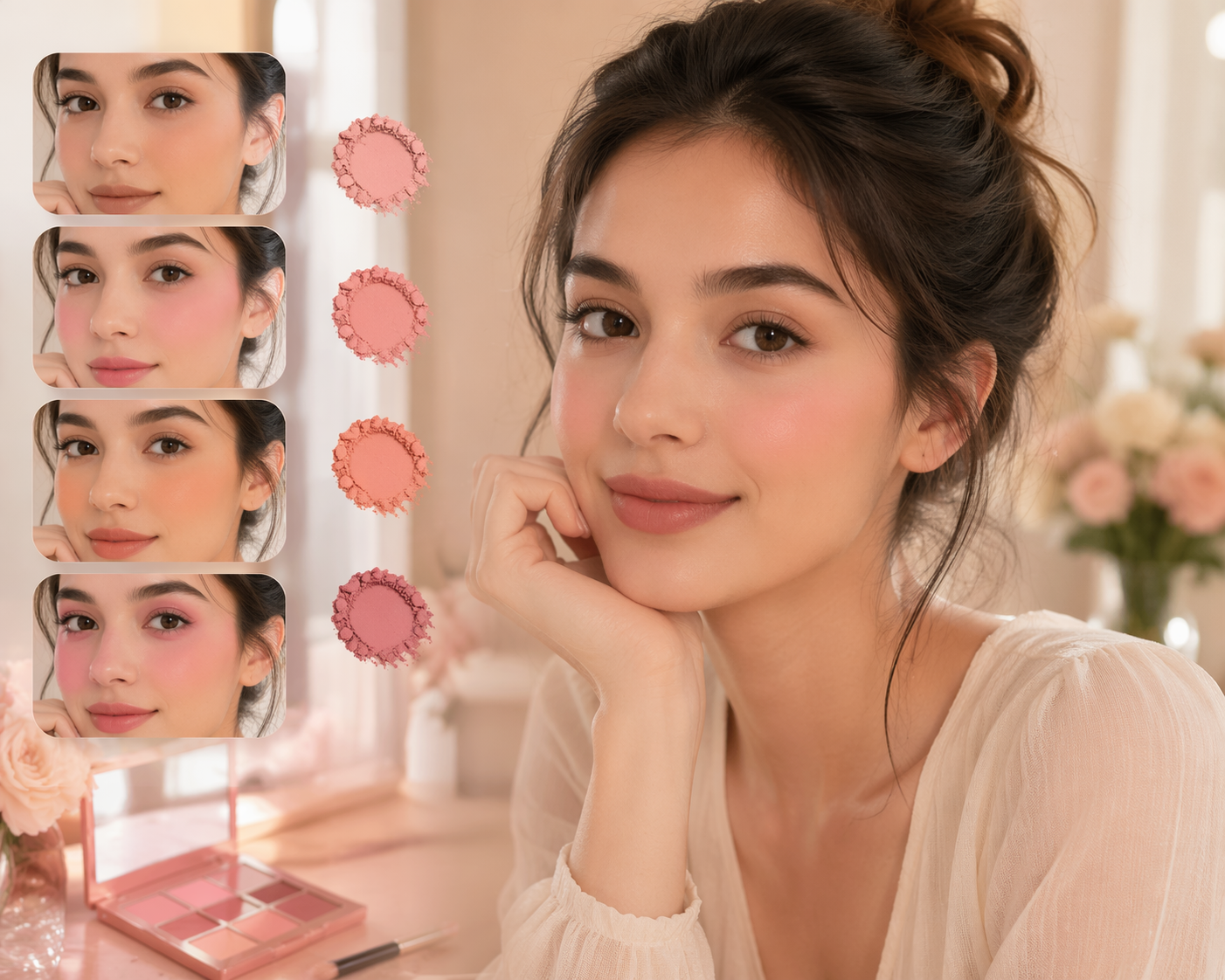 Virtuelles Dreamina-Rouge zum Probieren von Beispiel 3: Vorschau der sonnengeküssten Wangen