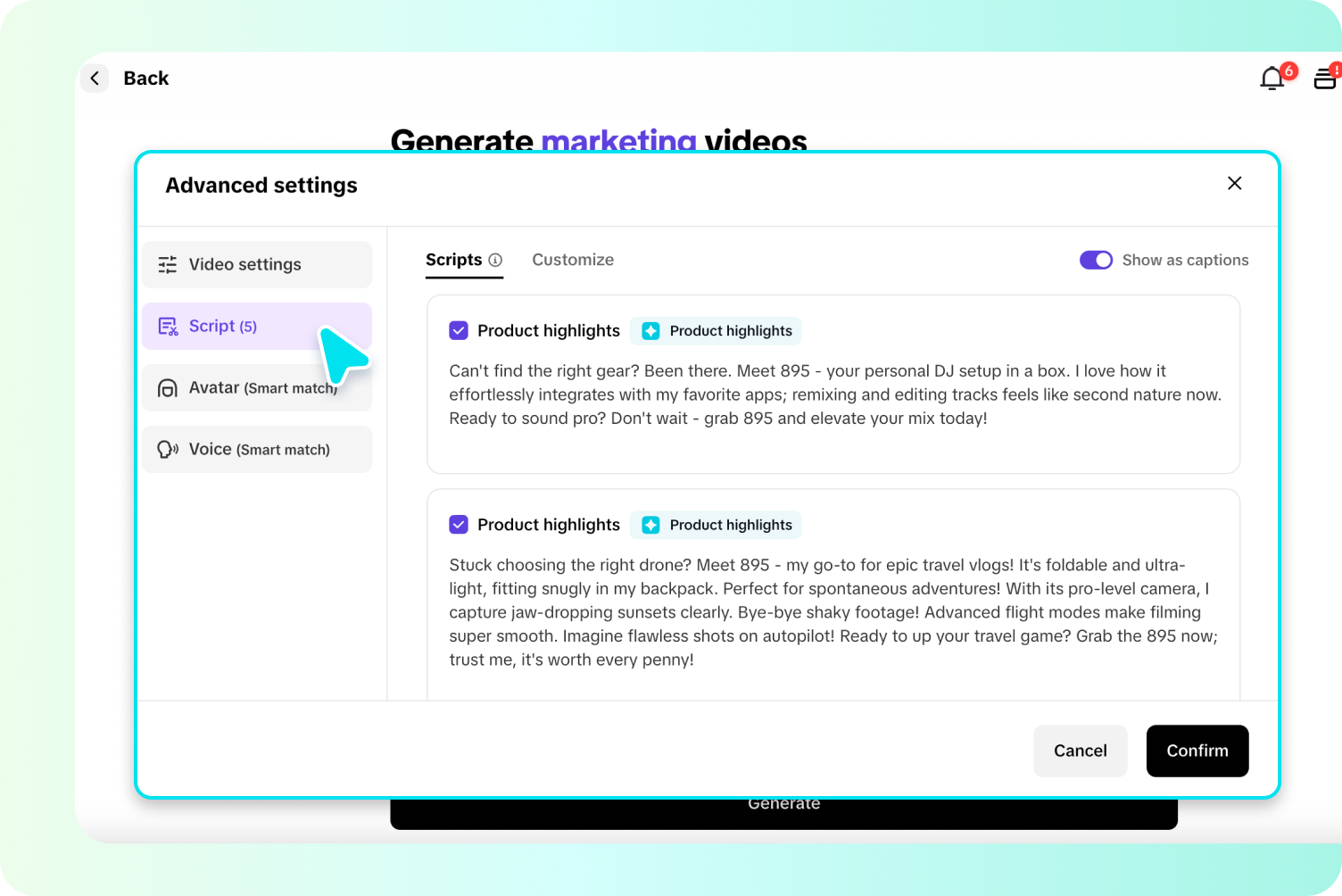 สร้างสคริปต์และปรับปรุงวิดีโอของคุณ