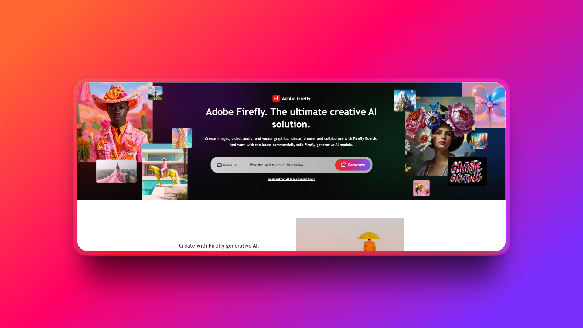 Adobe Firefly's official website