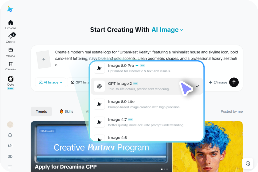 Choose a model, settings, and generate