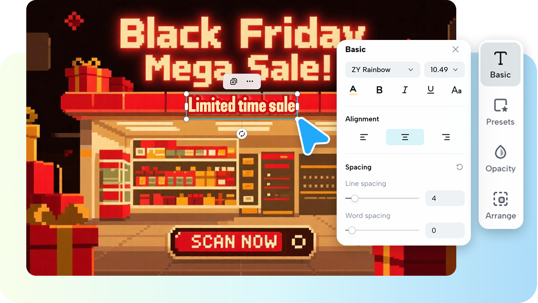 Generate pixel art poster with Pippit