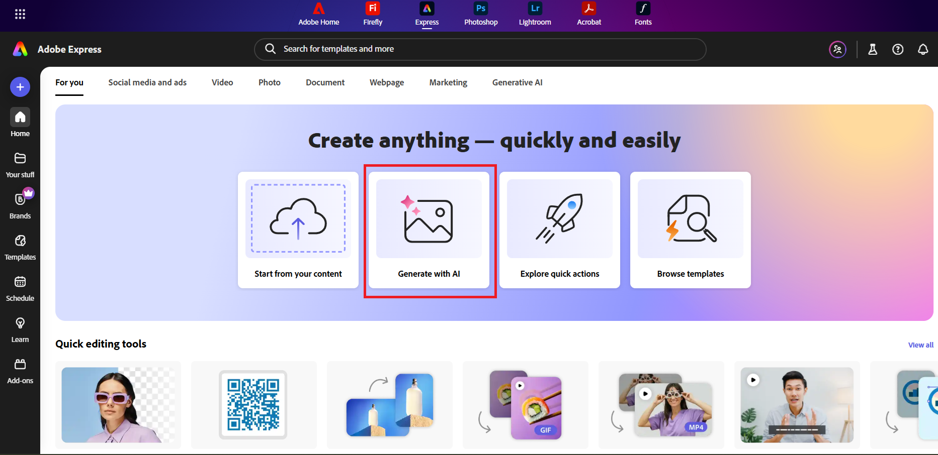 Start with AI generation