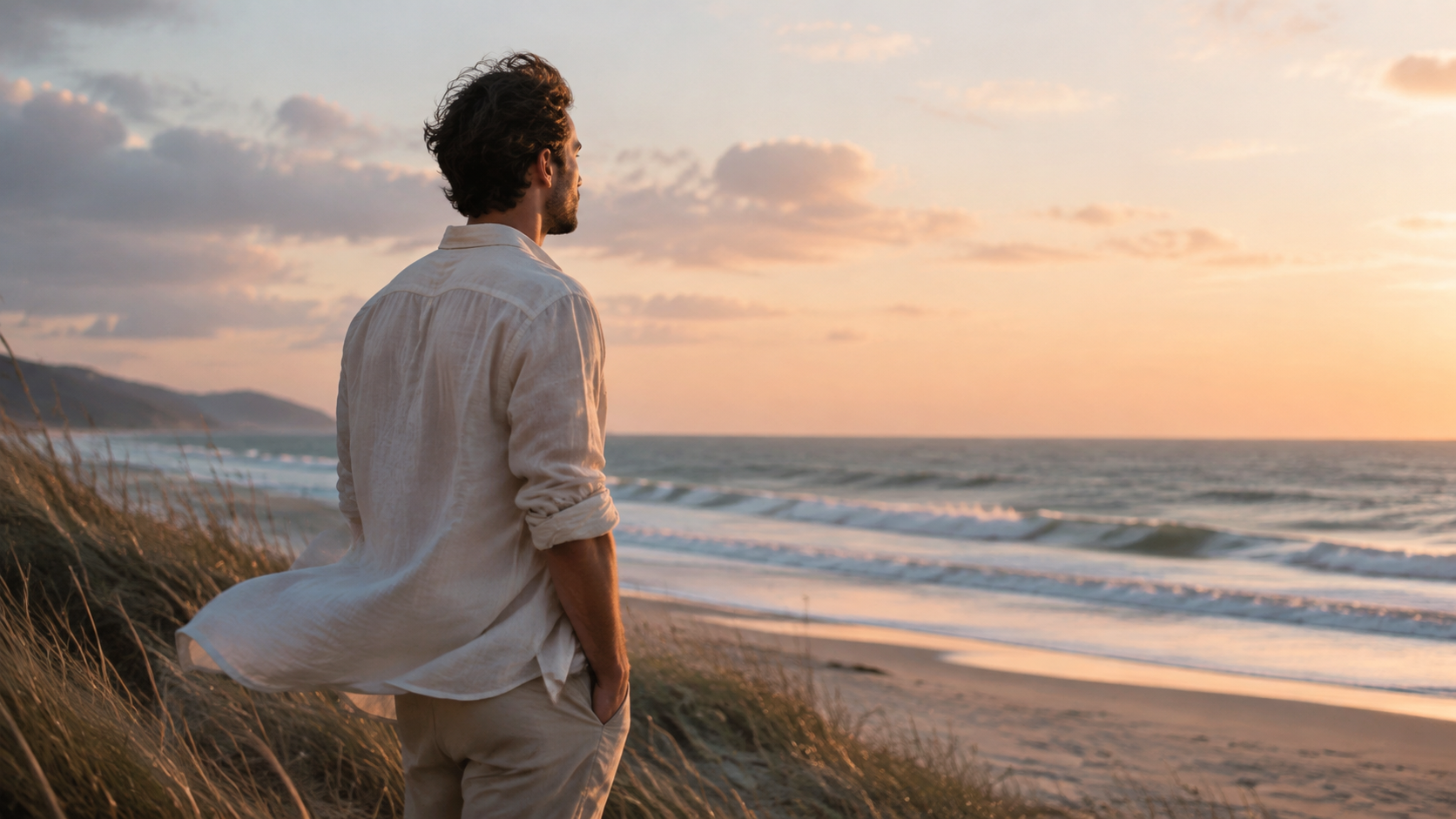 romantic beach boy AI photo prompt feature — Refine and prepare the final output