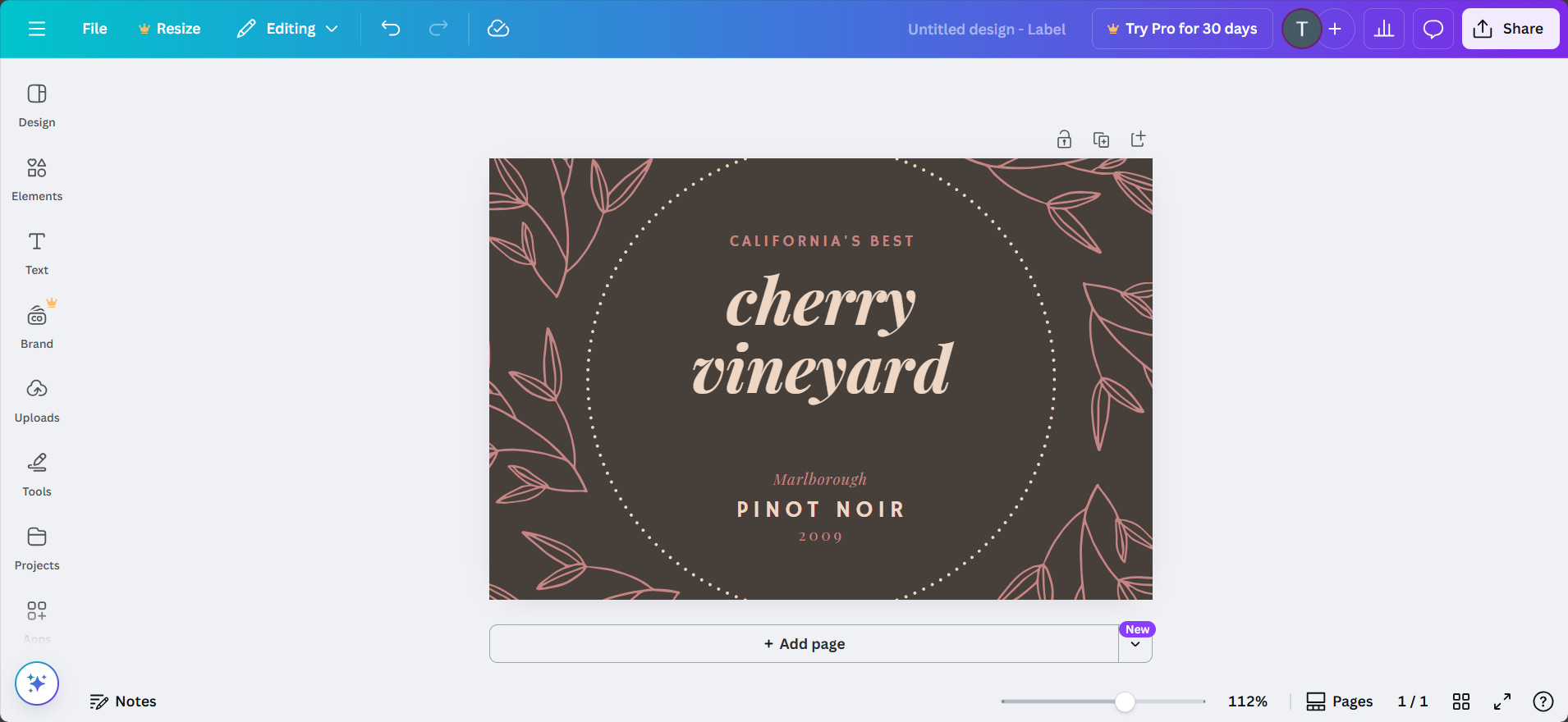 label anggur kustom yang dipersonalisasi