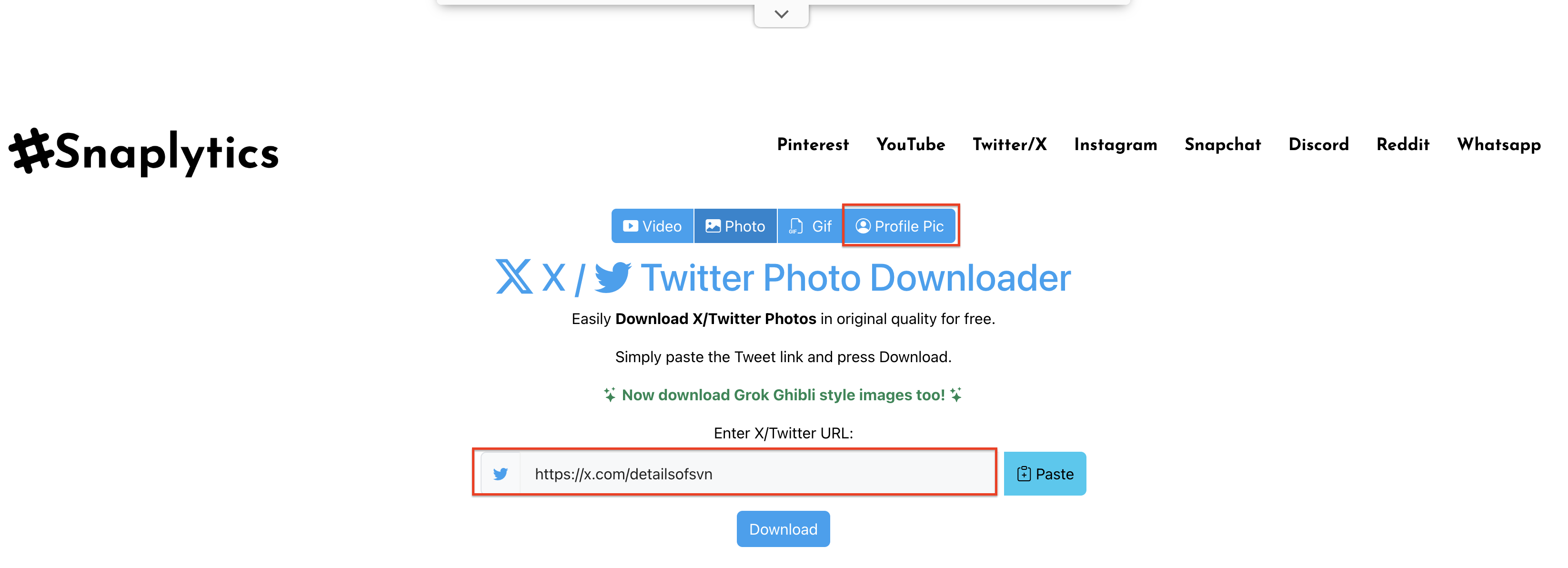 プロフィール写真オプションを選択してください