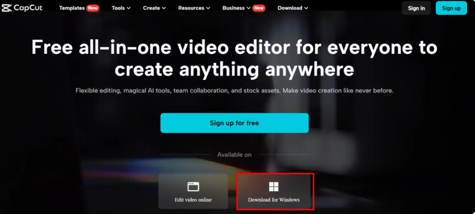 CapCut download for Windows