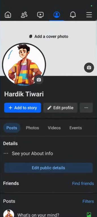 Accessing the cover photo menu