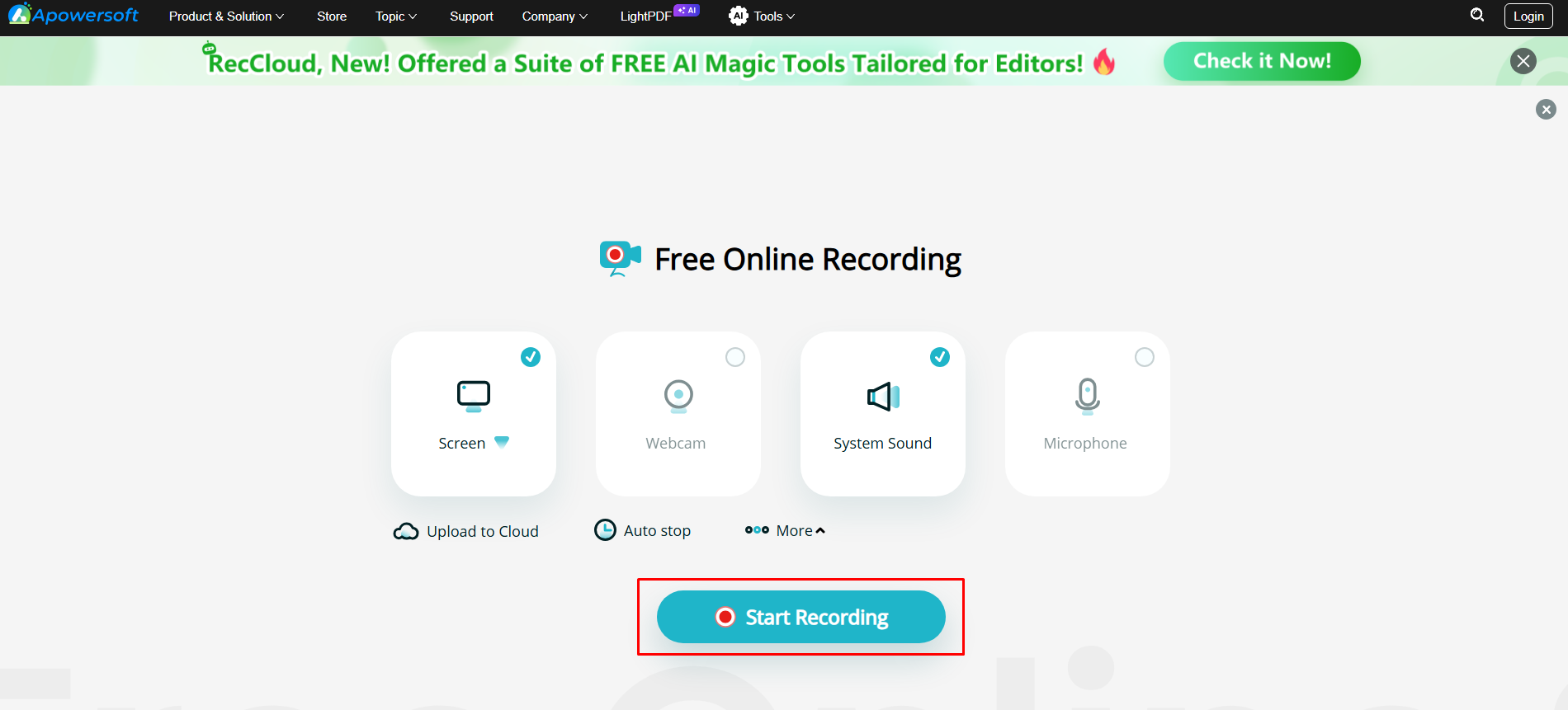 Apowersoft線上螢幕錄影機