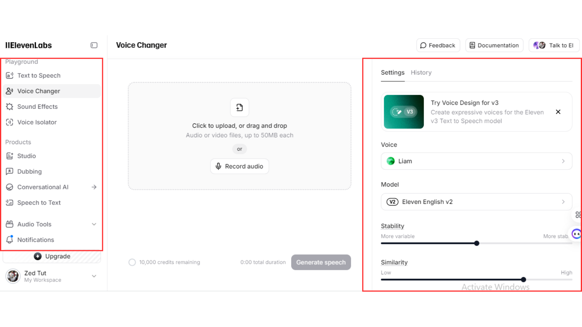 Sugestão de voz e edições