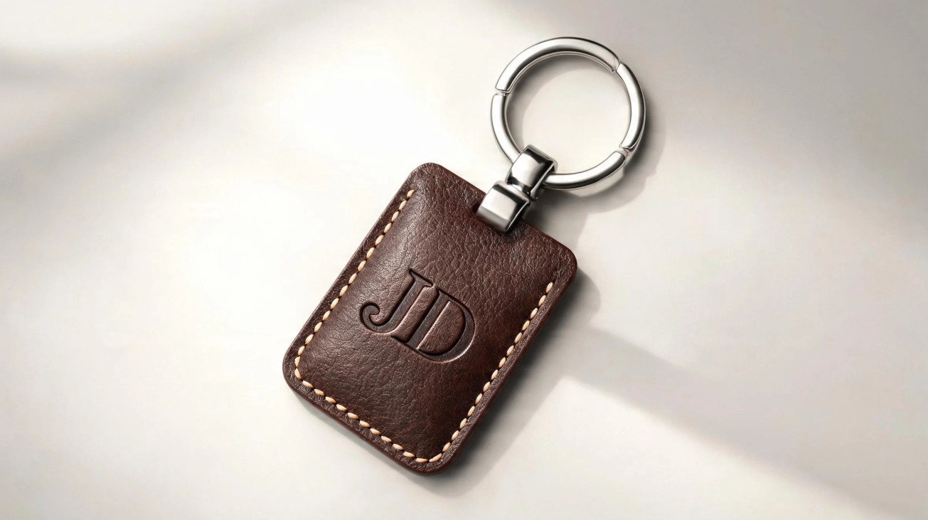 Prompt for a luxury leather keychain design