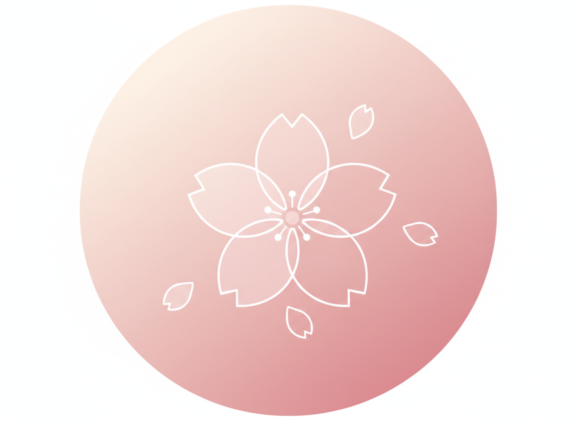 Minimal profile/highlight cover icon with sakura motif on gradient pink, crisp and clean