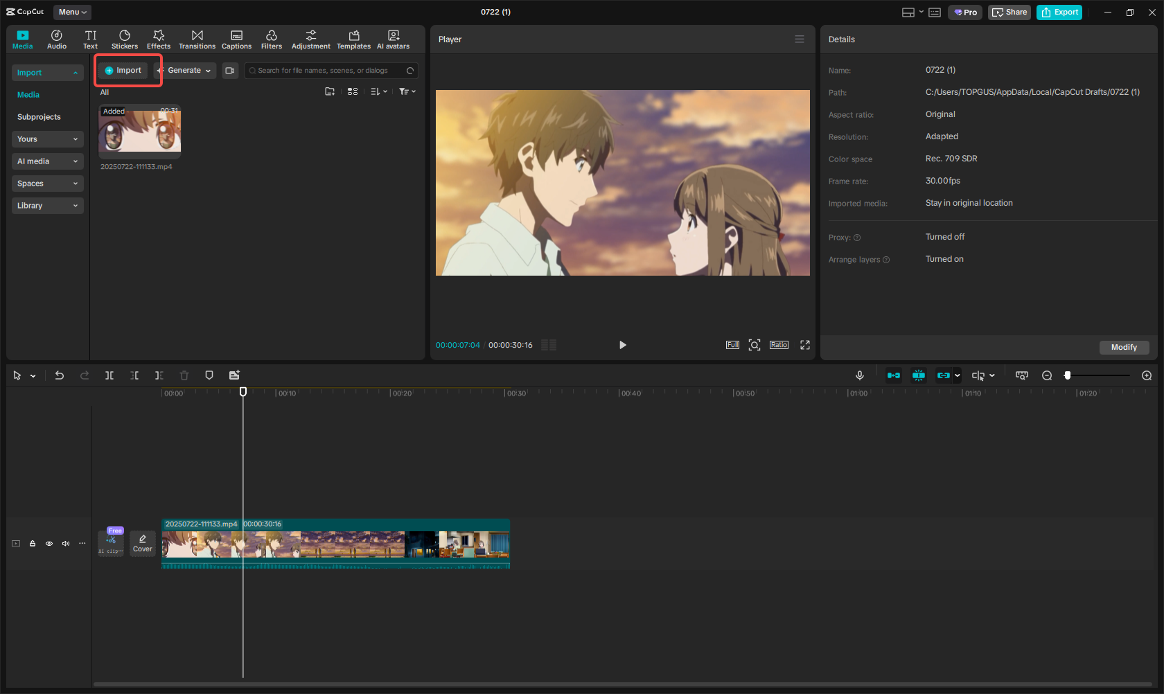 Import your video files