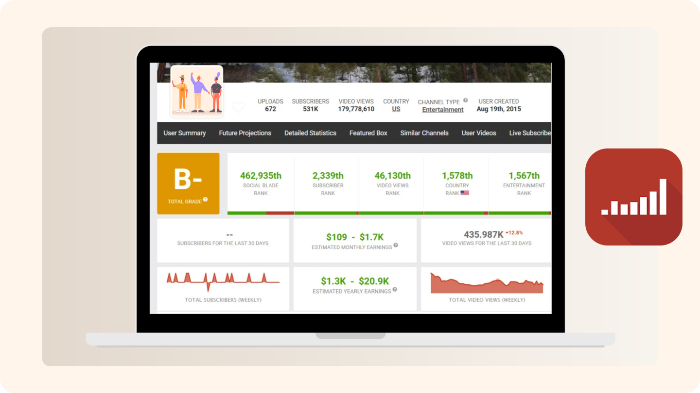 Social Blade YouTube income