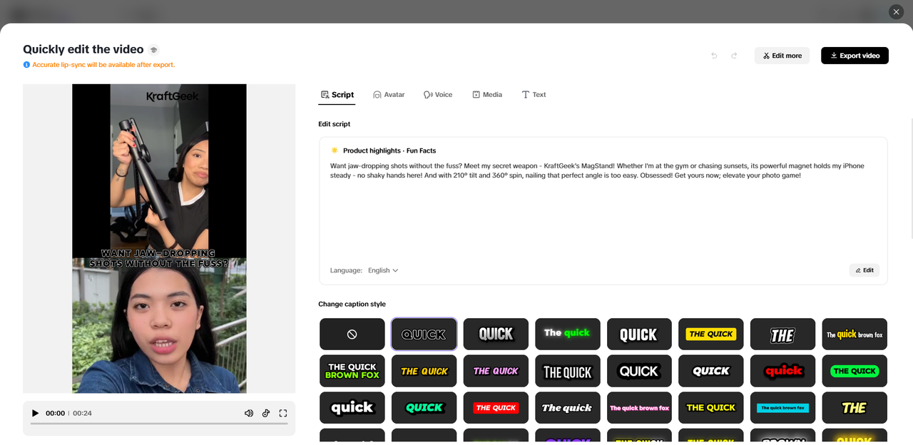 Edit your product video
