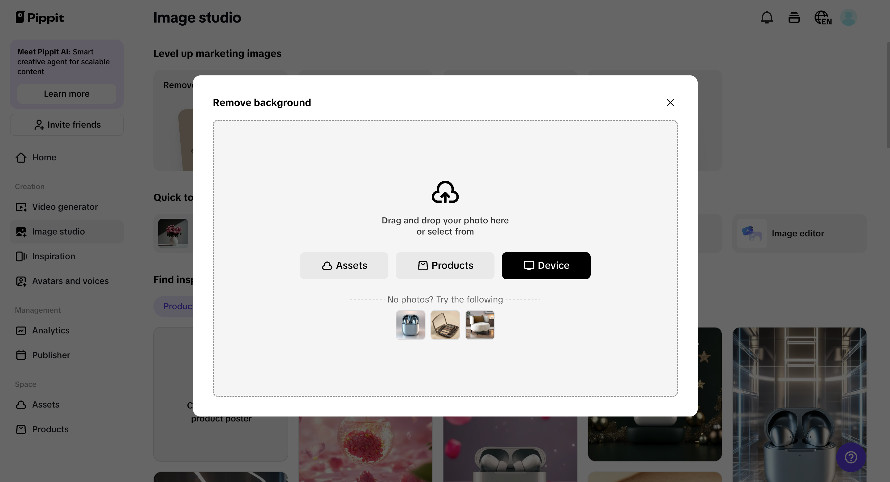 how to delete the background of an image using Pippit