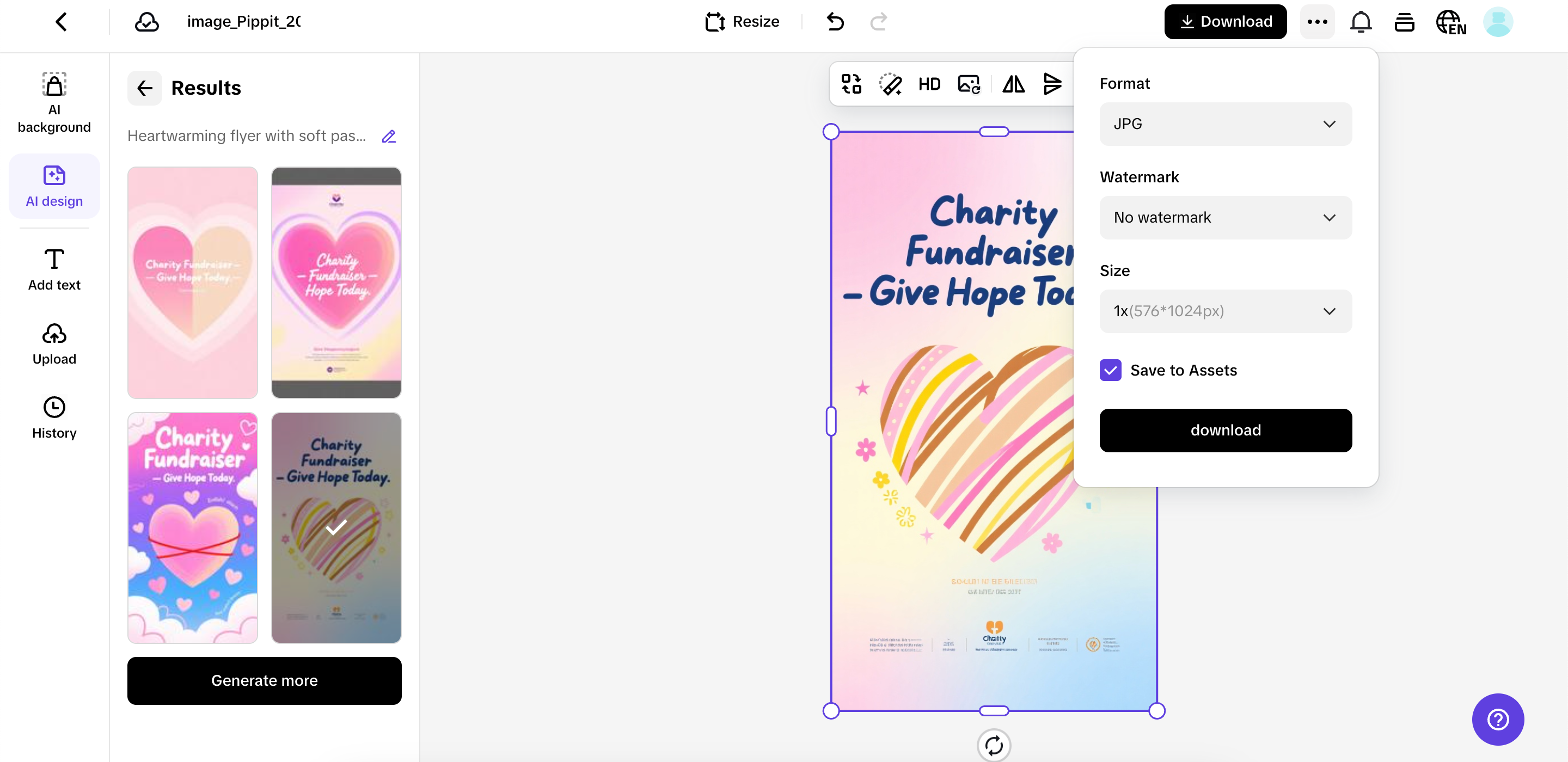 Exporte e compartilhe sua imagem