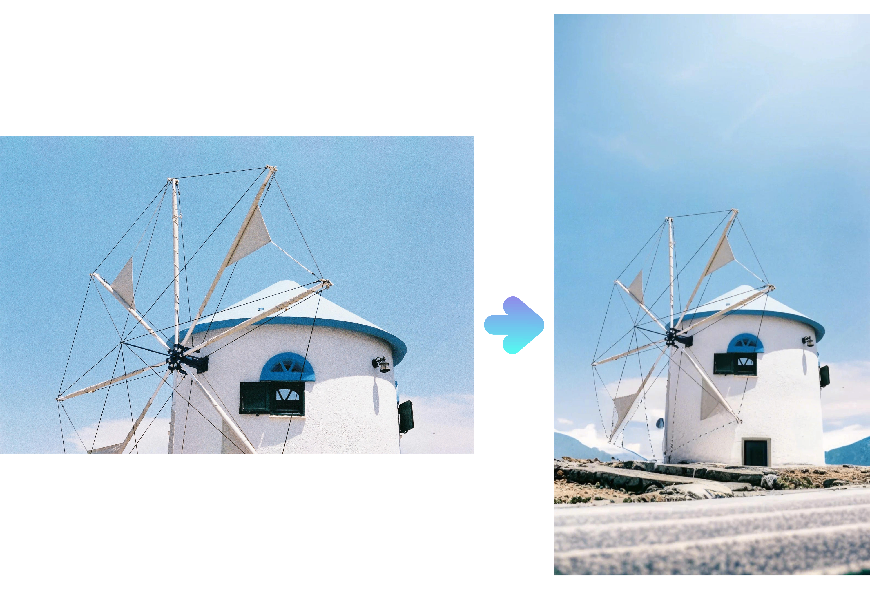 AI image expand free of world's corner