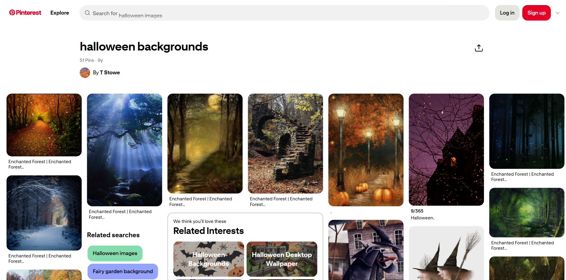 Interface of Pinterest - the best place to find unique Halloween backgrounds