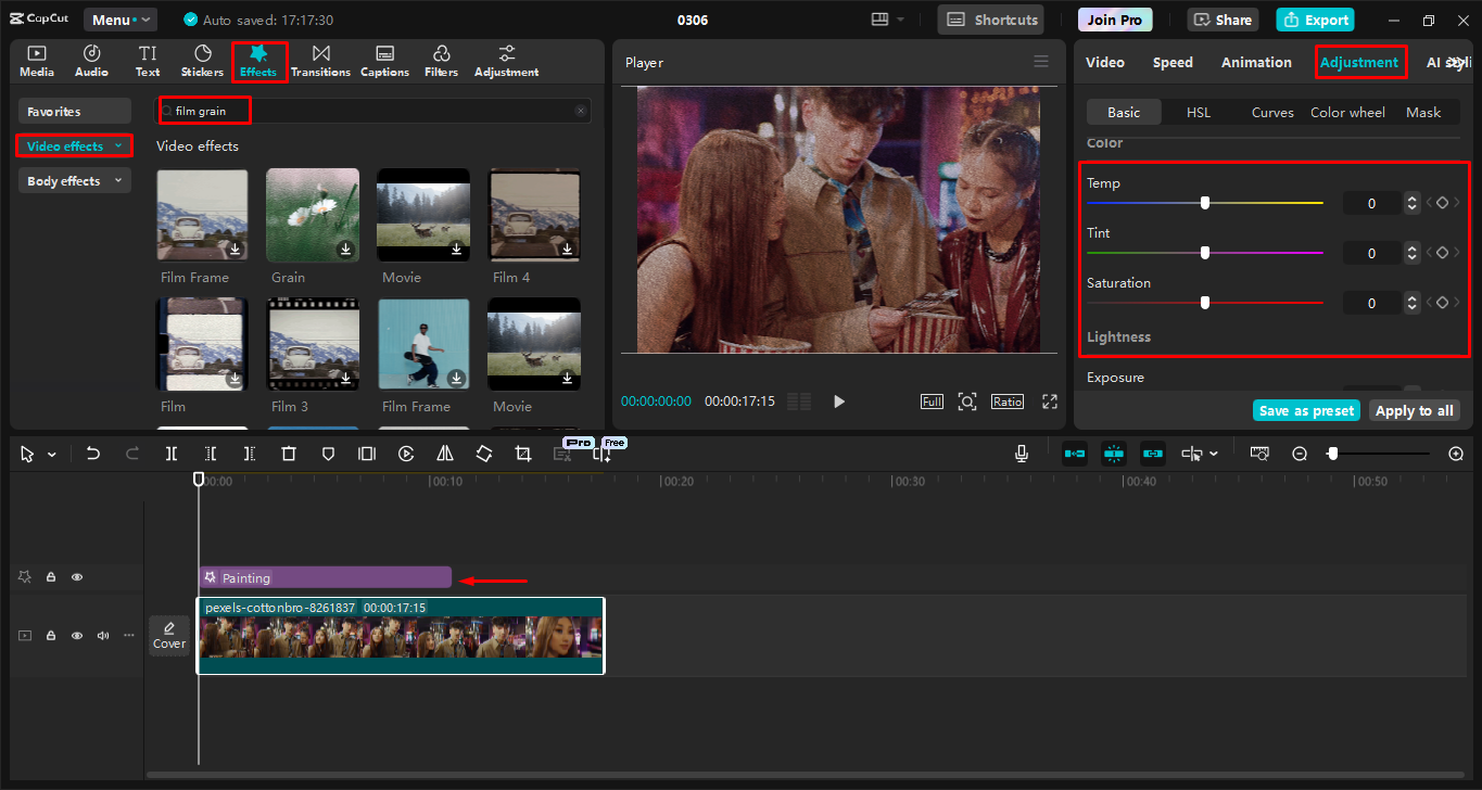 Personalizing the video overlay in the CapCut desktop video editor