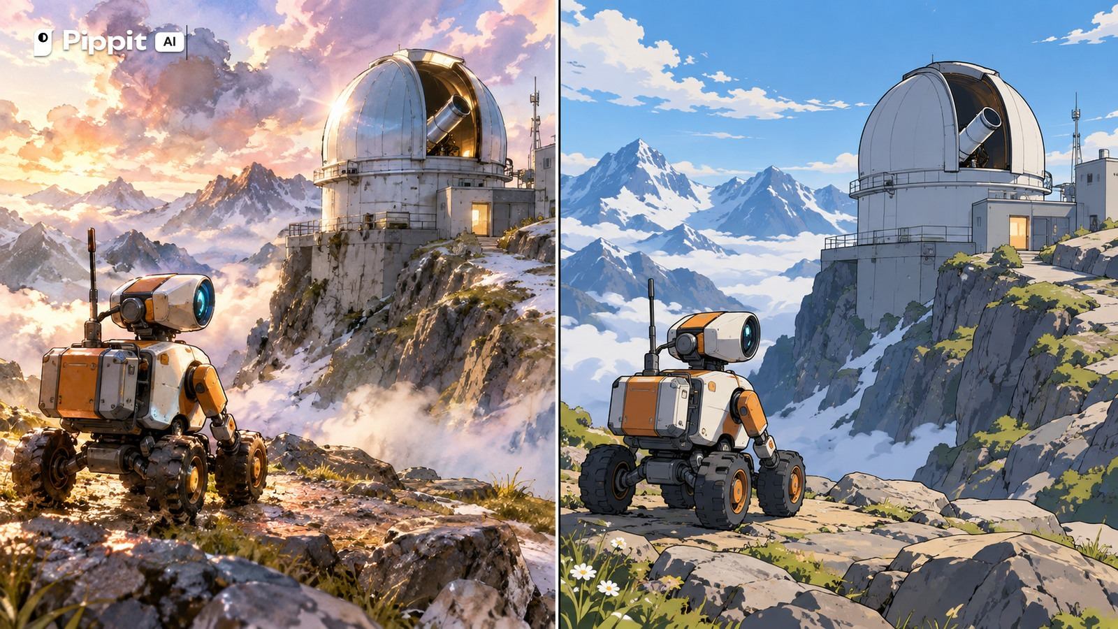 A comparison shows unstable glossy anime rendering beside a controlled cel-shaded result.