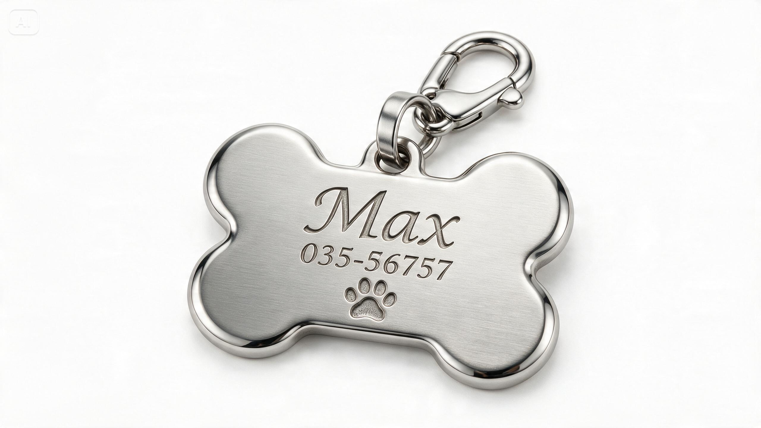 Prompt for a bone-shaped engraved tag