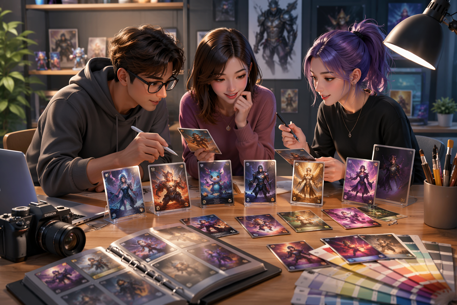 AI Trading Card Generator cinematic themed hero background visual