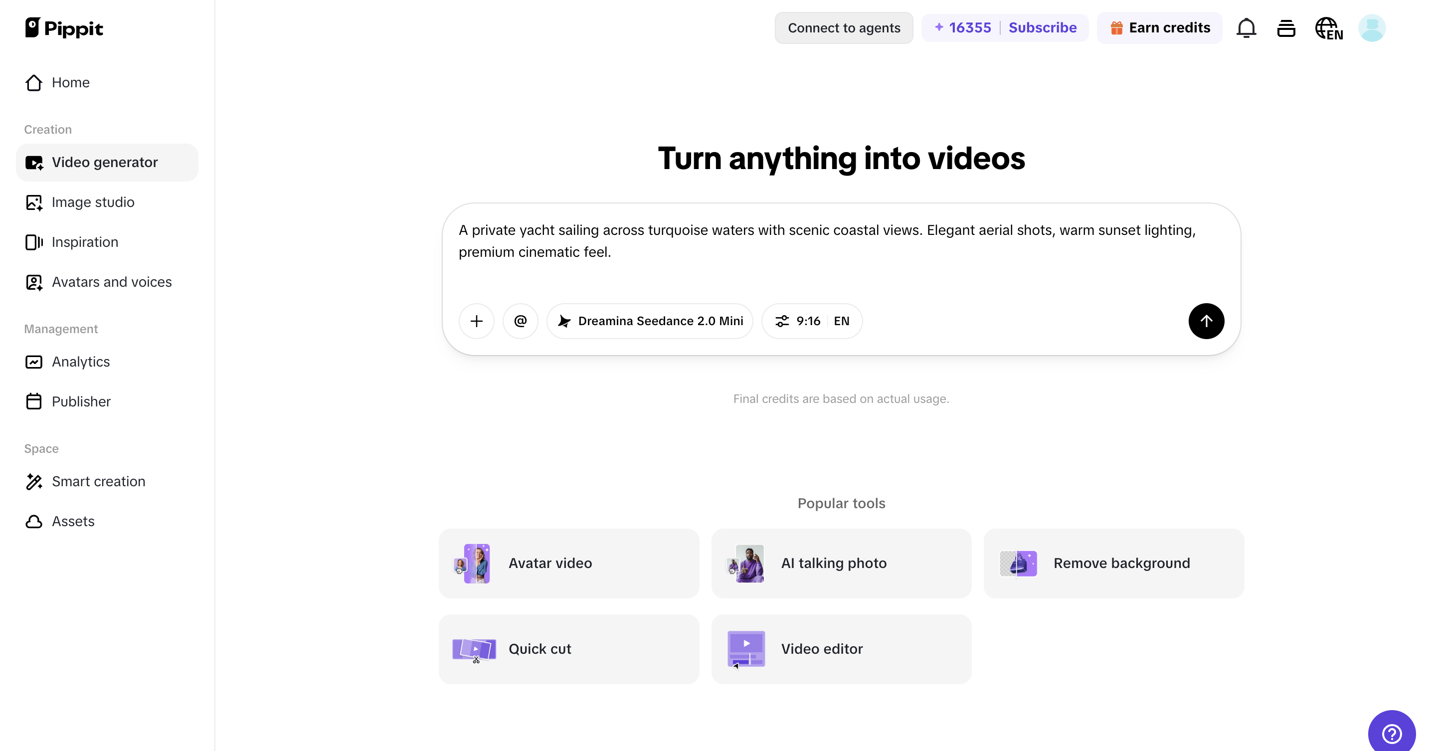 Generate the Shorts video