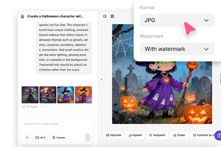 Exporting Halloween character to device