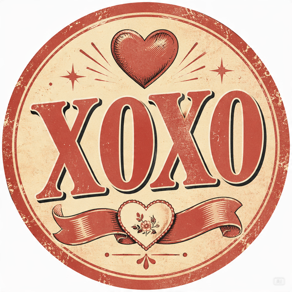 Retro vintage XOXO badge clipart generated by Pippit