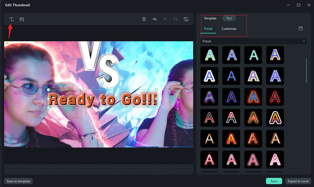 Interface of Filmora - a PC-based tool to make gaming thumbnails