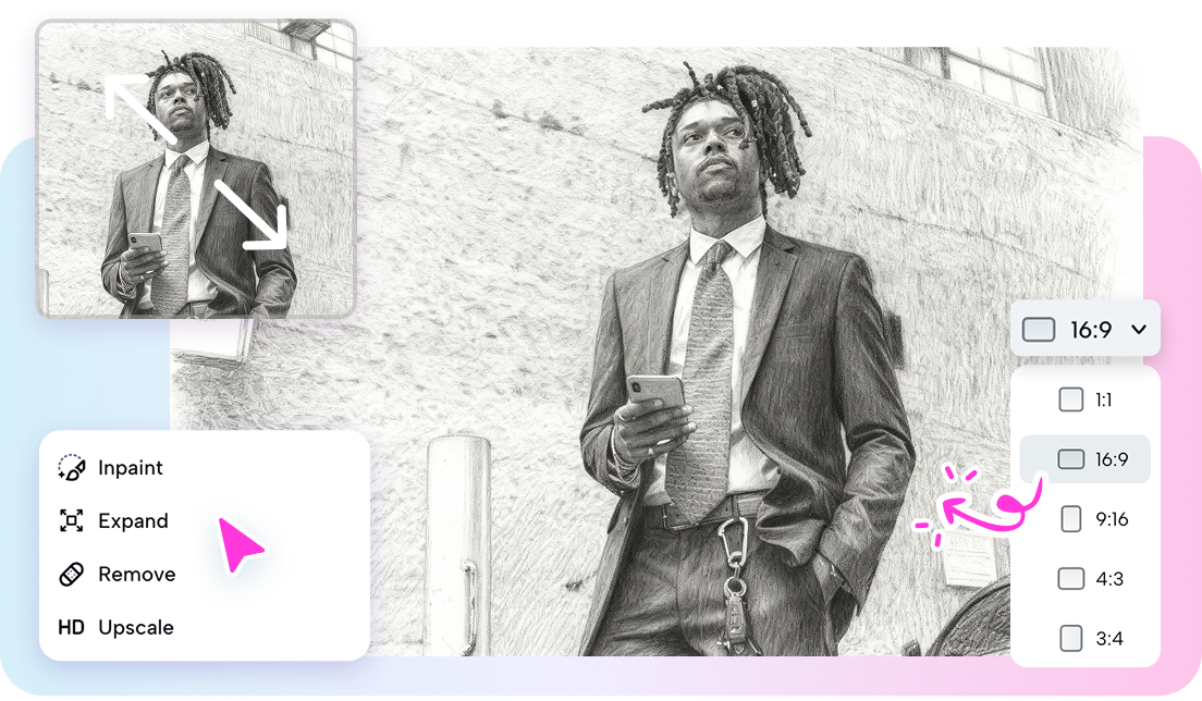 AI tools refining the image to a sketch result