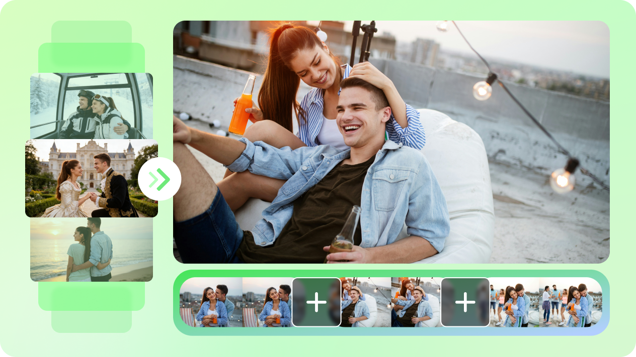 Build anniversary video timelines from multiple photos 