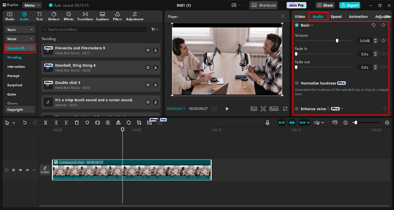 Ayusin ang volume at audio sa CapCut desktop video editor