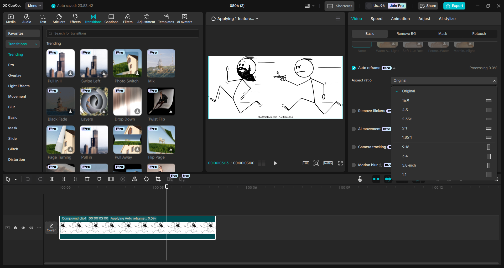 Interface of the CapCut desktop video editor - a user-friendly way to add animation to videos