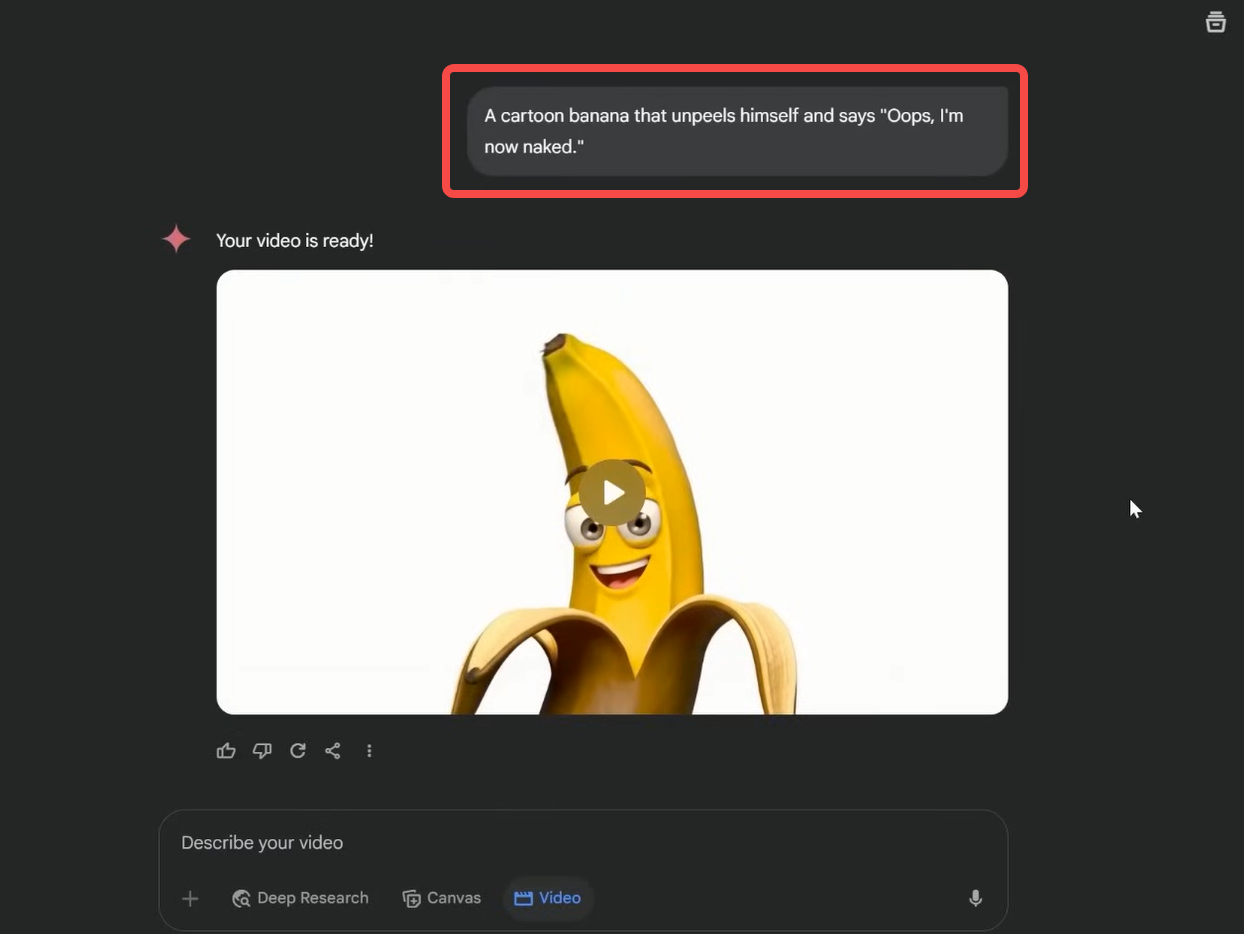 Entering video prompt in Google Veo 3