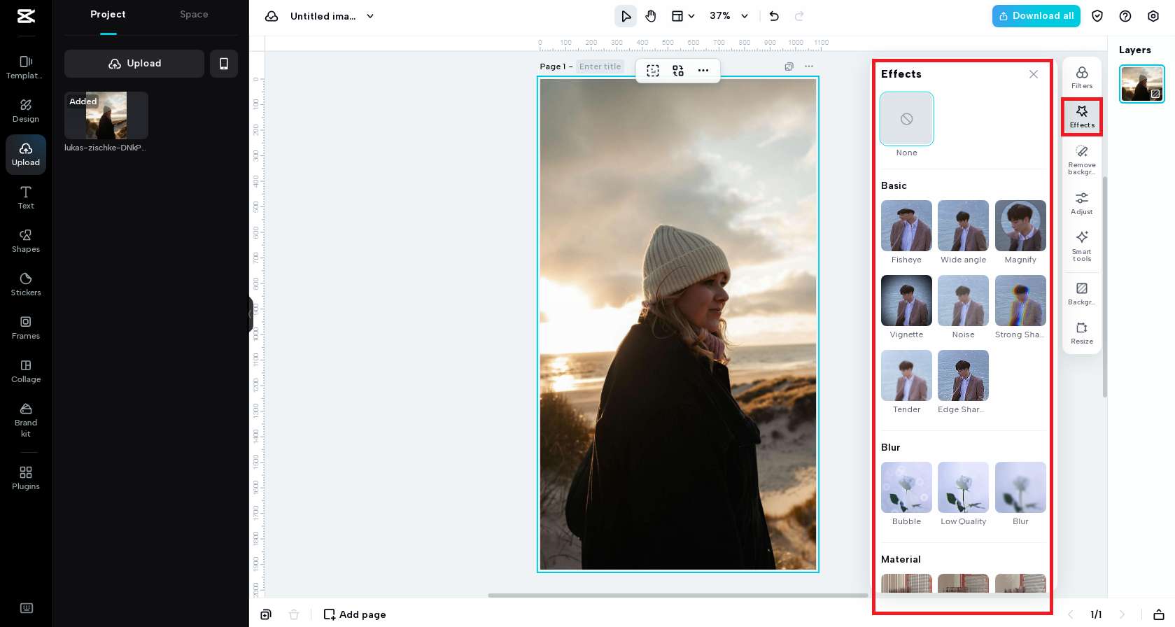 Choose the image effect