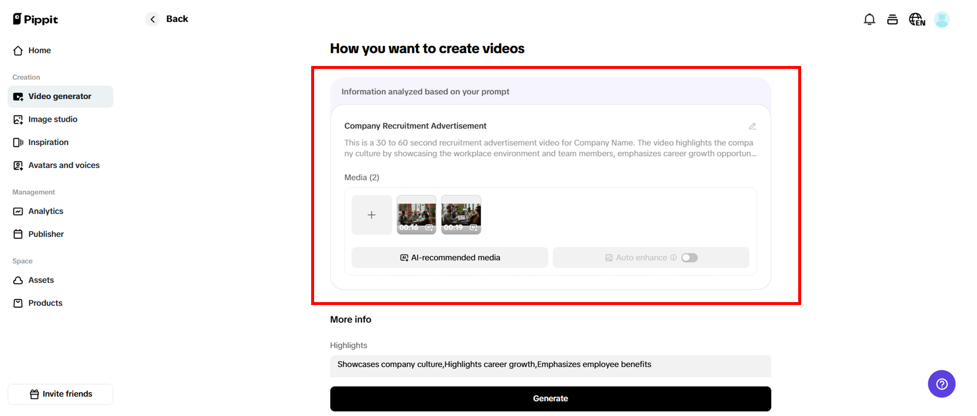 Generate your story content
