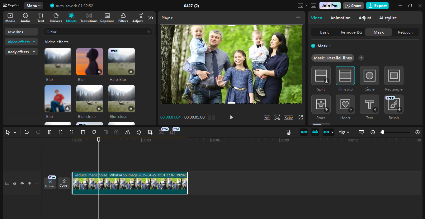 De interface van de CapCut desktop video-editor