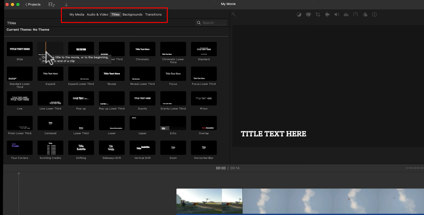 Adding transitions and titles to screen recording on iMovie