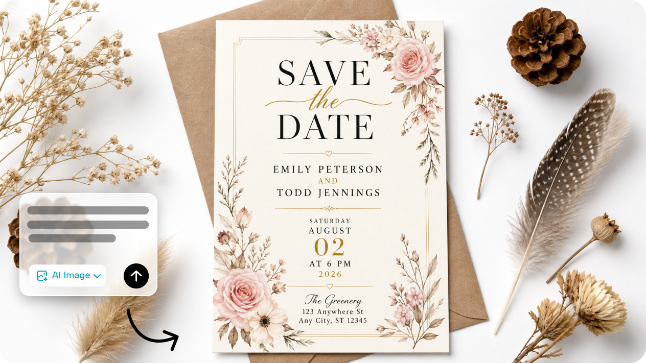 Entwerfen Sie digitale Save-the-Date-Karten mit Bild-zu-Bild-KI