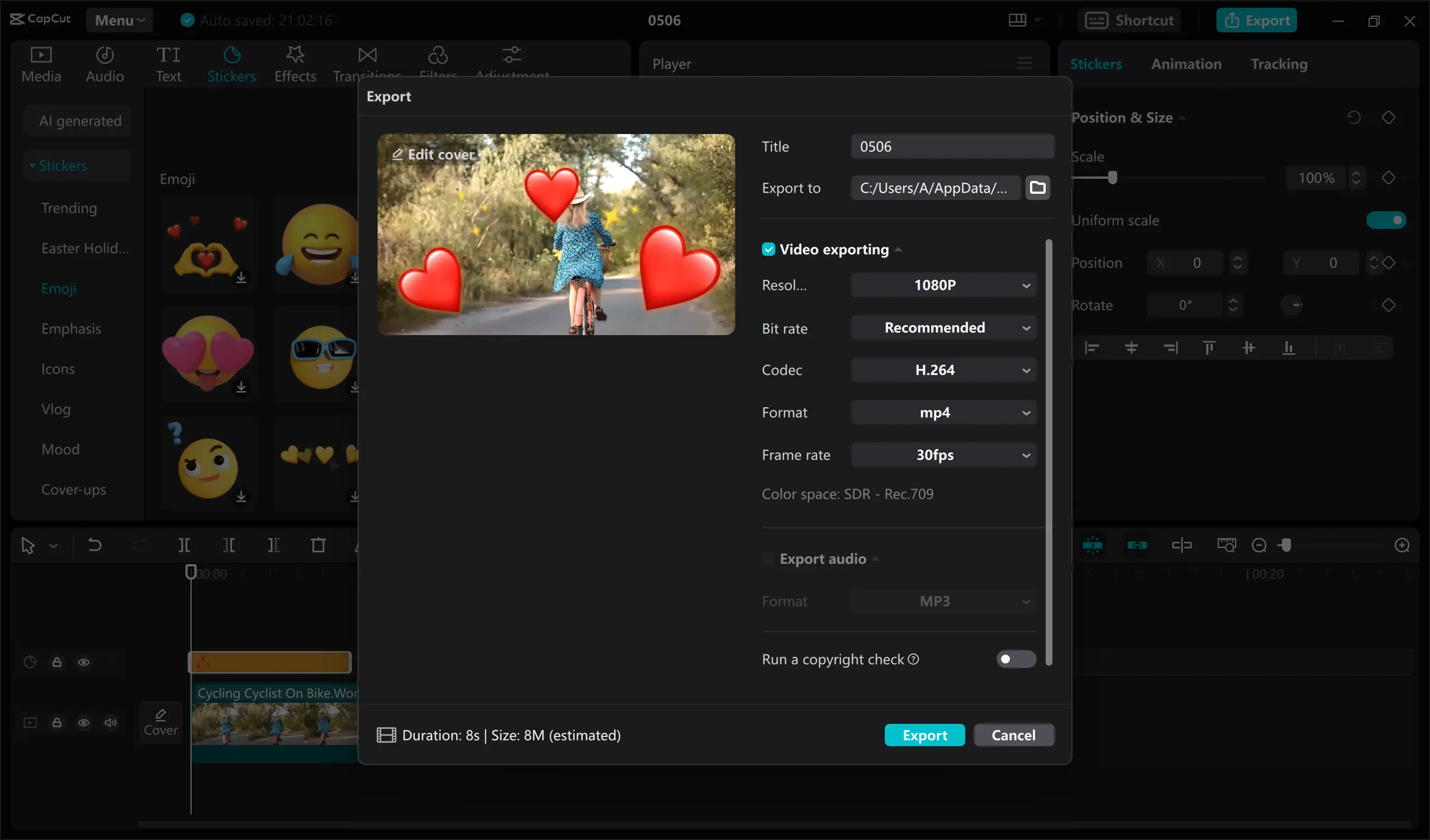 Export video