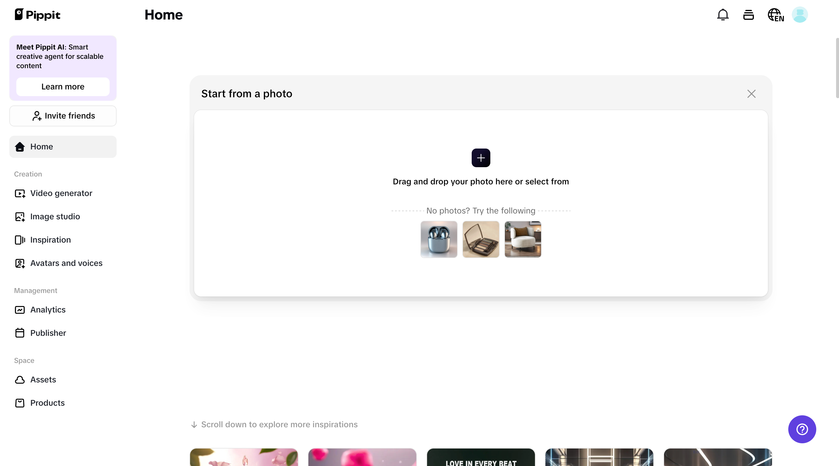 creating product image in Pippit