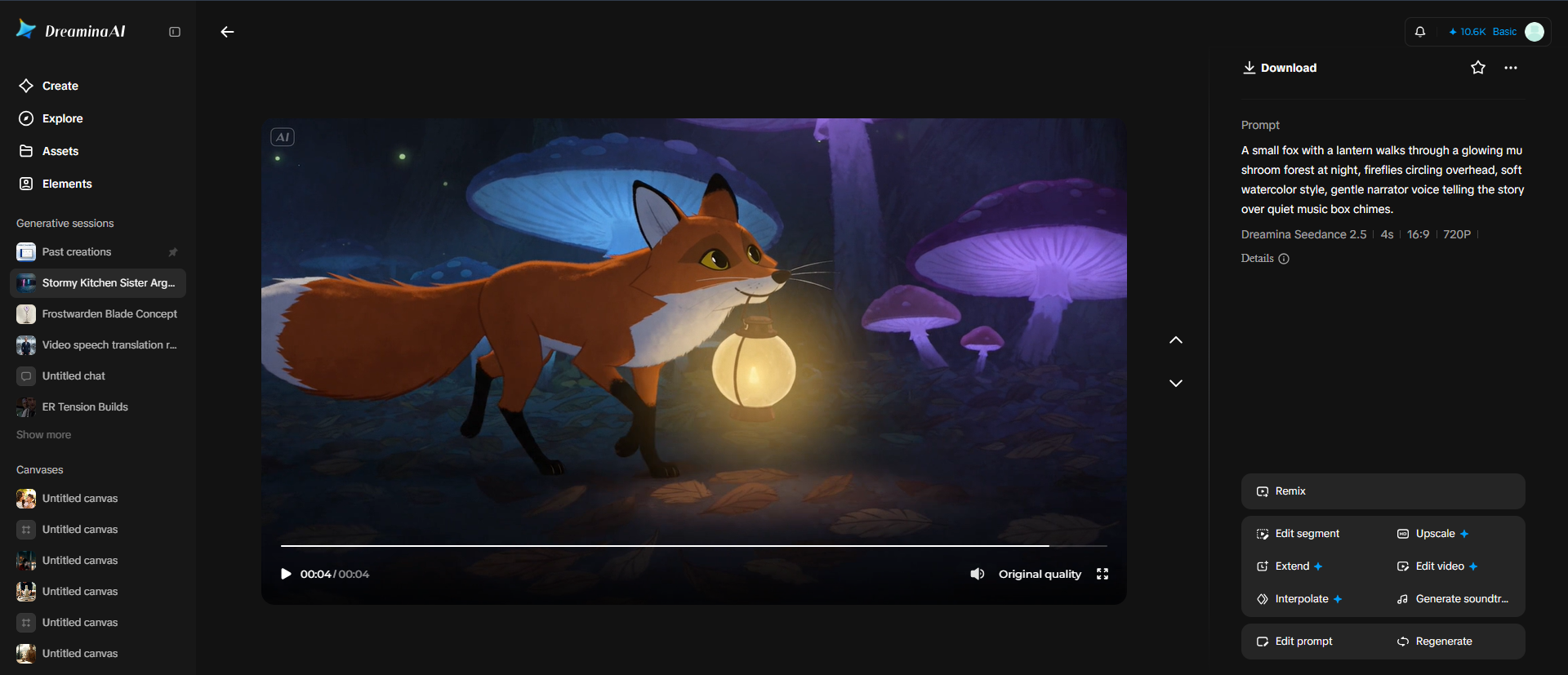 Animated bedtime story with narration