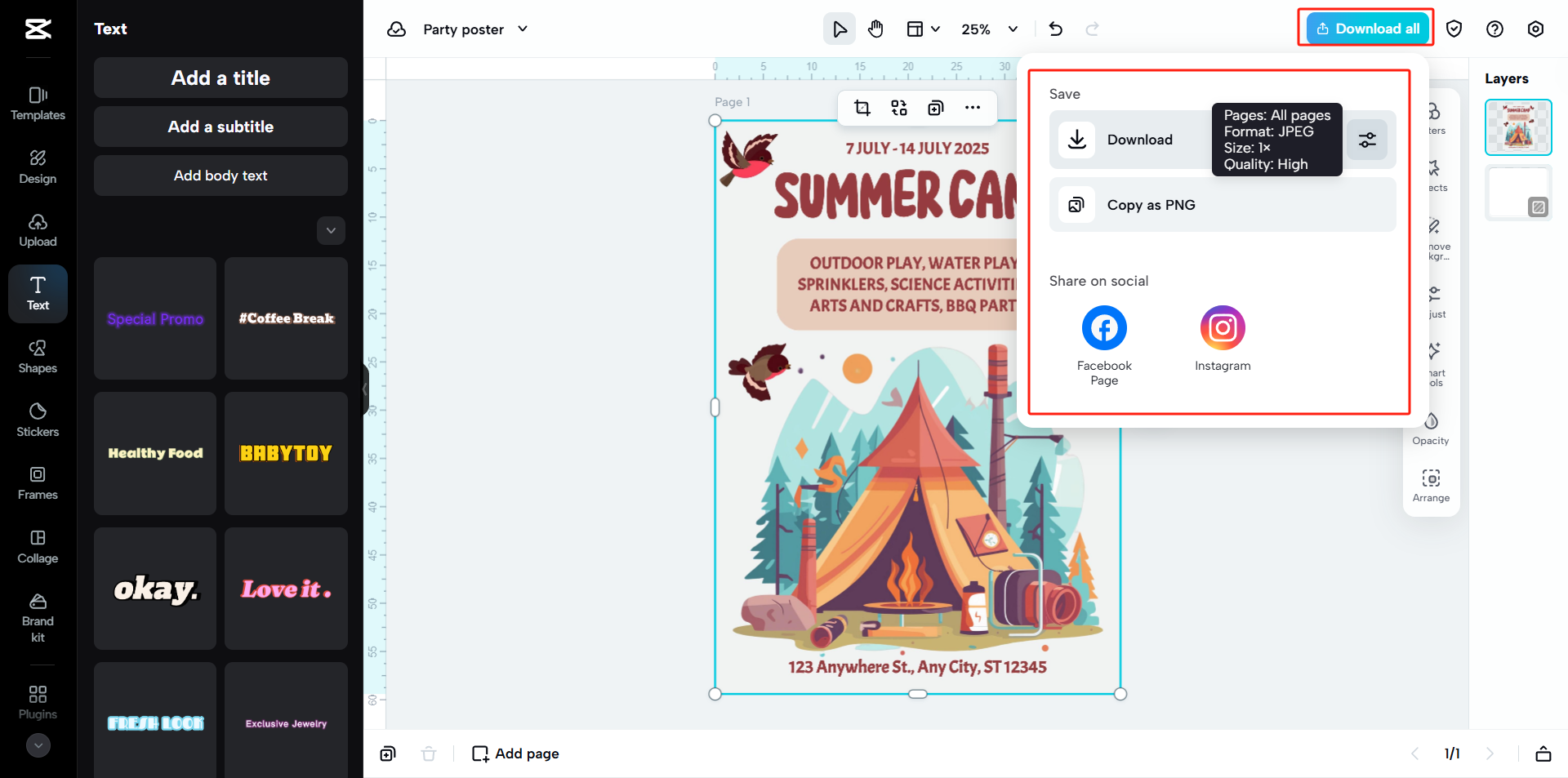 Export or publish your poster