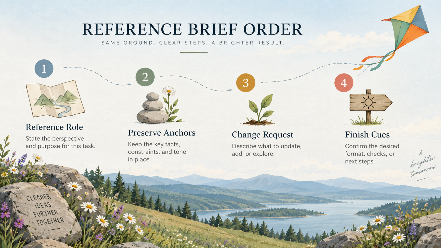 Character brief diagram covering identity silhouette palette materials and world