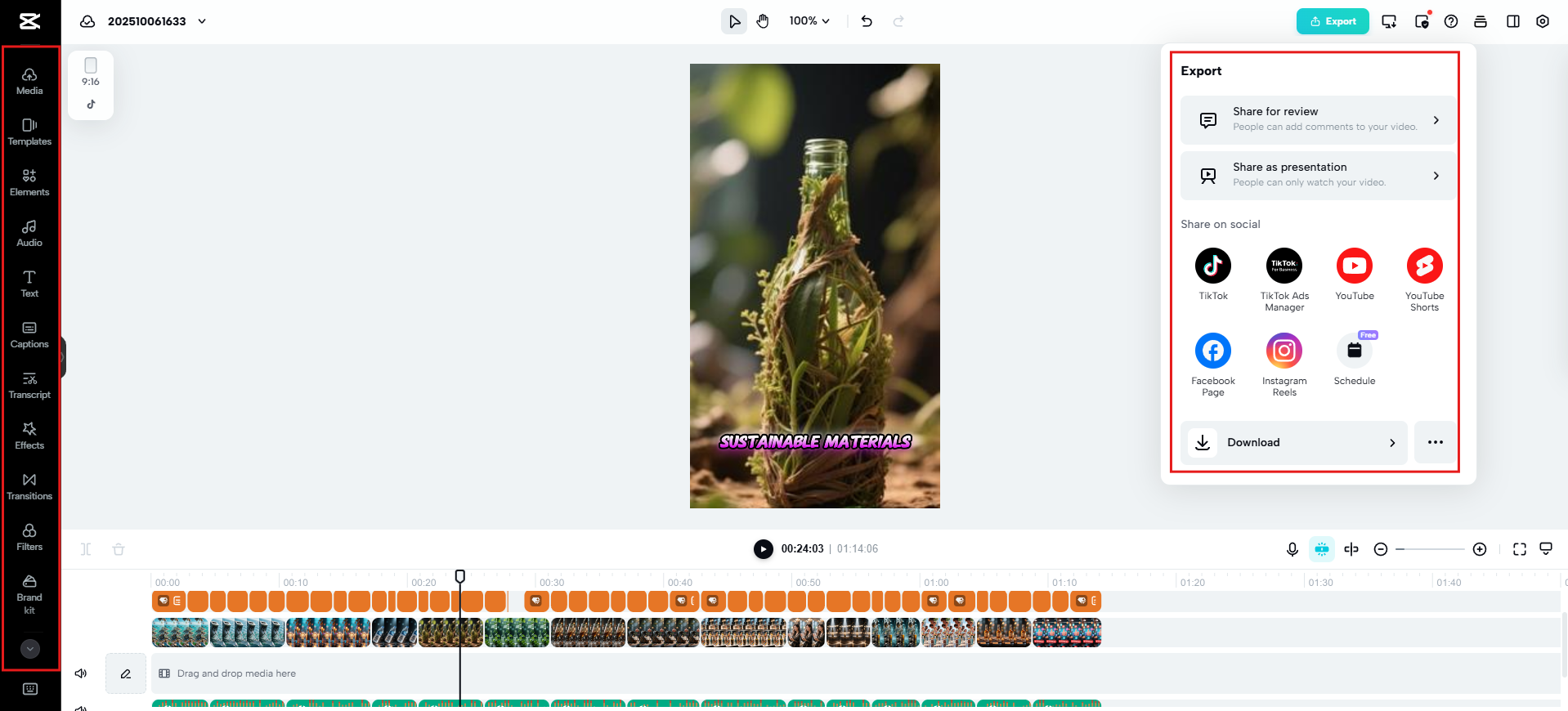 قم بتحسين الفيديو وتصديره
