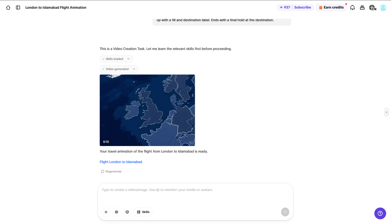 Review the Generated Travel Map Animation