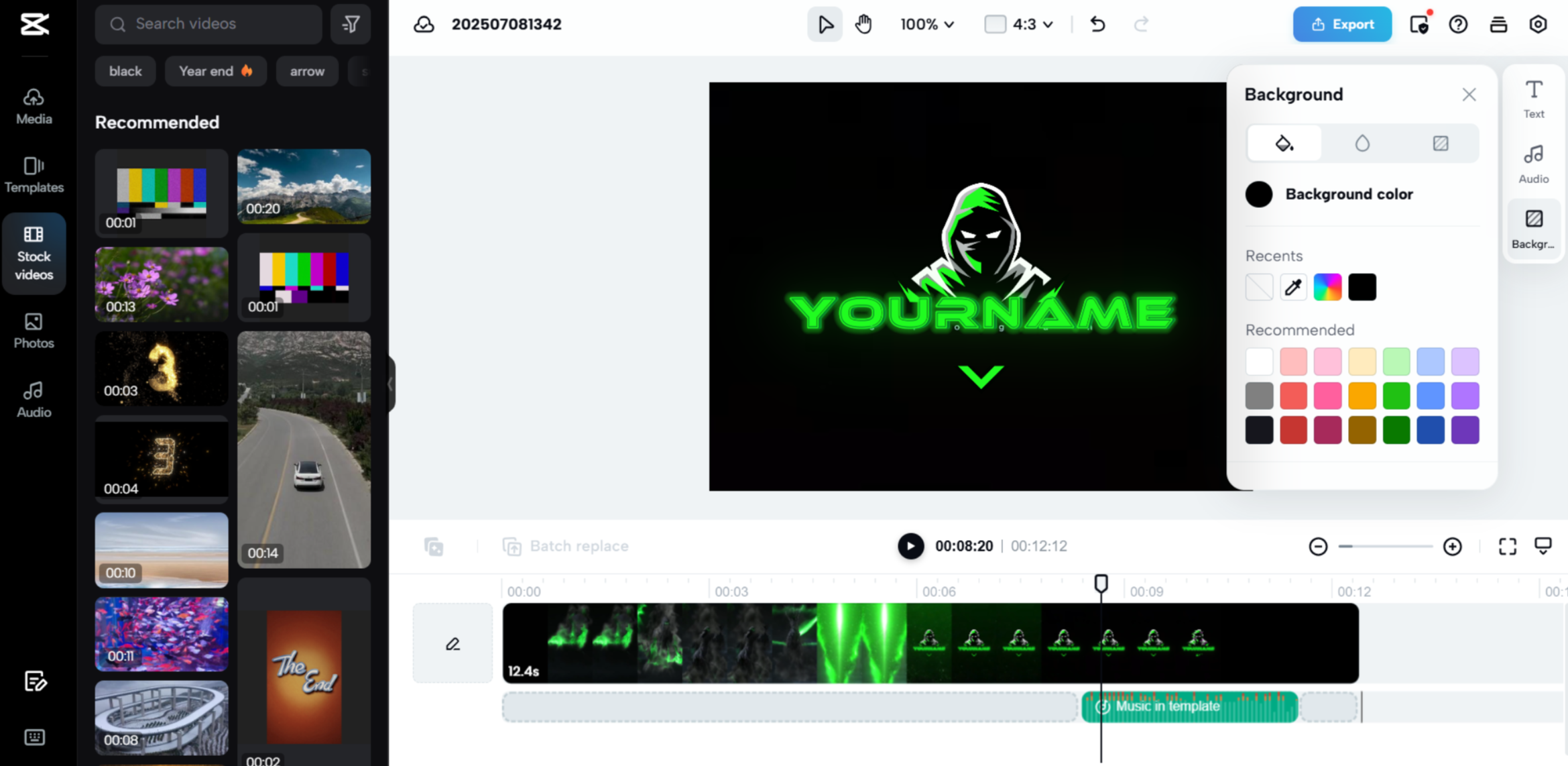 Interface of CapCut Web - the best tool to edit logo animation templates
